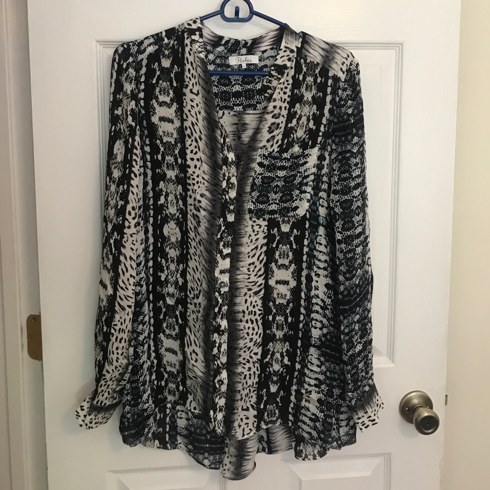 Parker silk animal print blouse